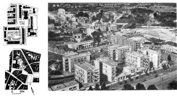 Мобёж. Реконструкция города, 1950-е годы. Арх. А. Люрса