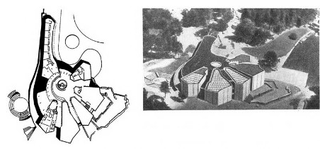 Ховикодден близ Осло. Здание музея, 1964-1968 гг. Архитекторы И. Эйквар и С.Е. Энгебретсен